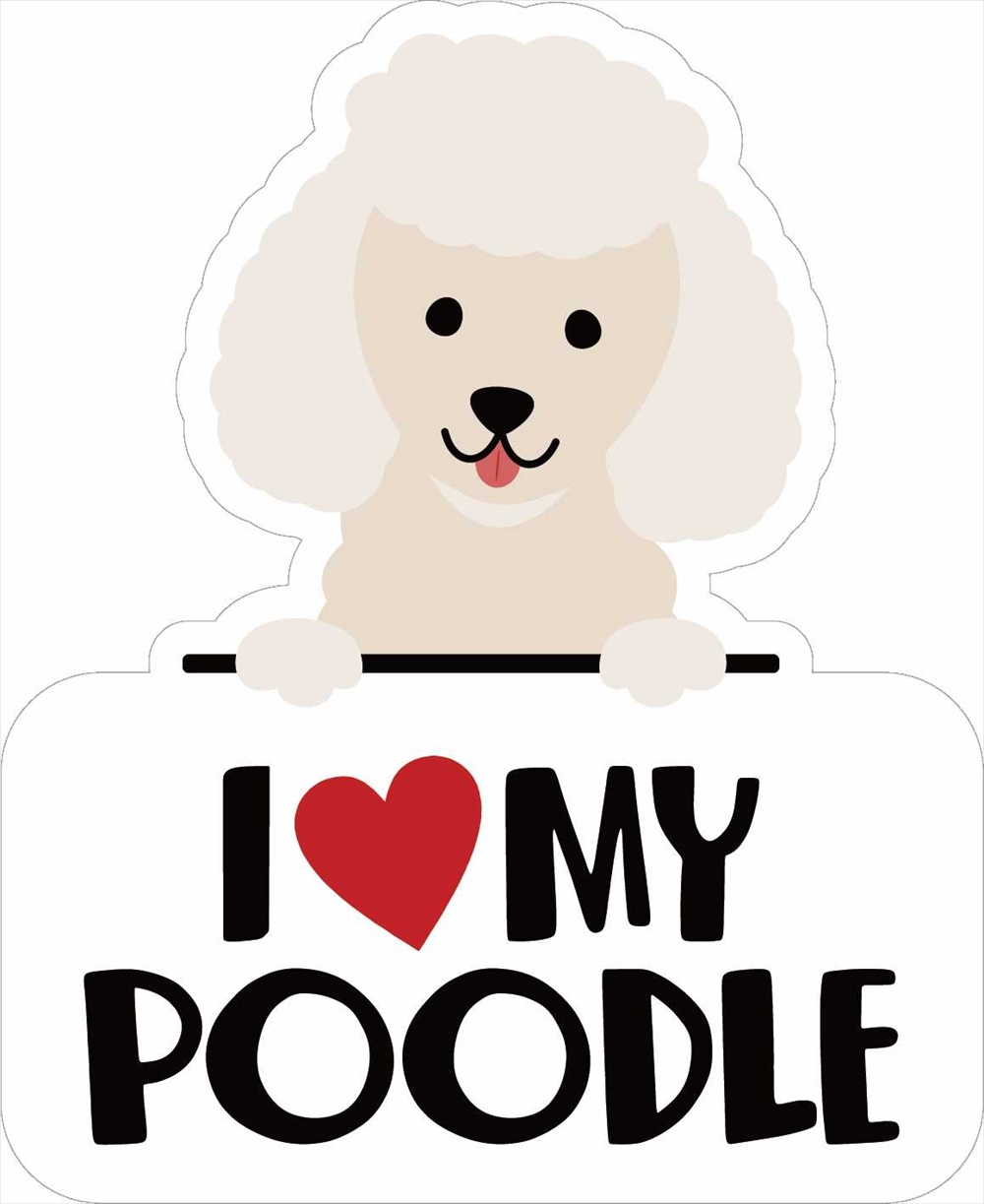 Sticker Pack アイラブプードル ホワイト L