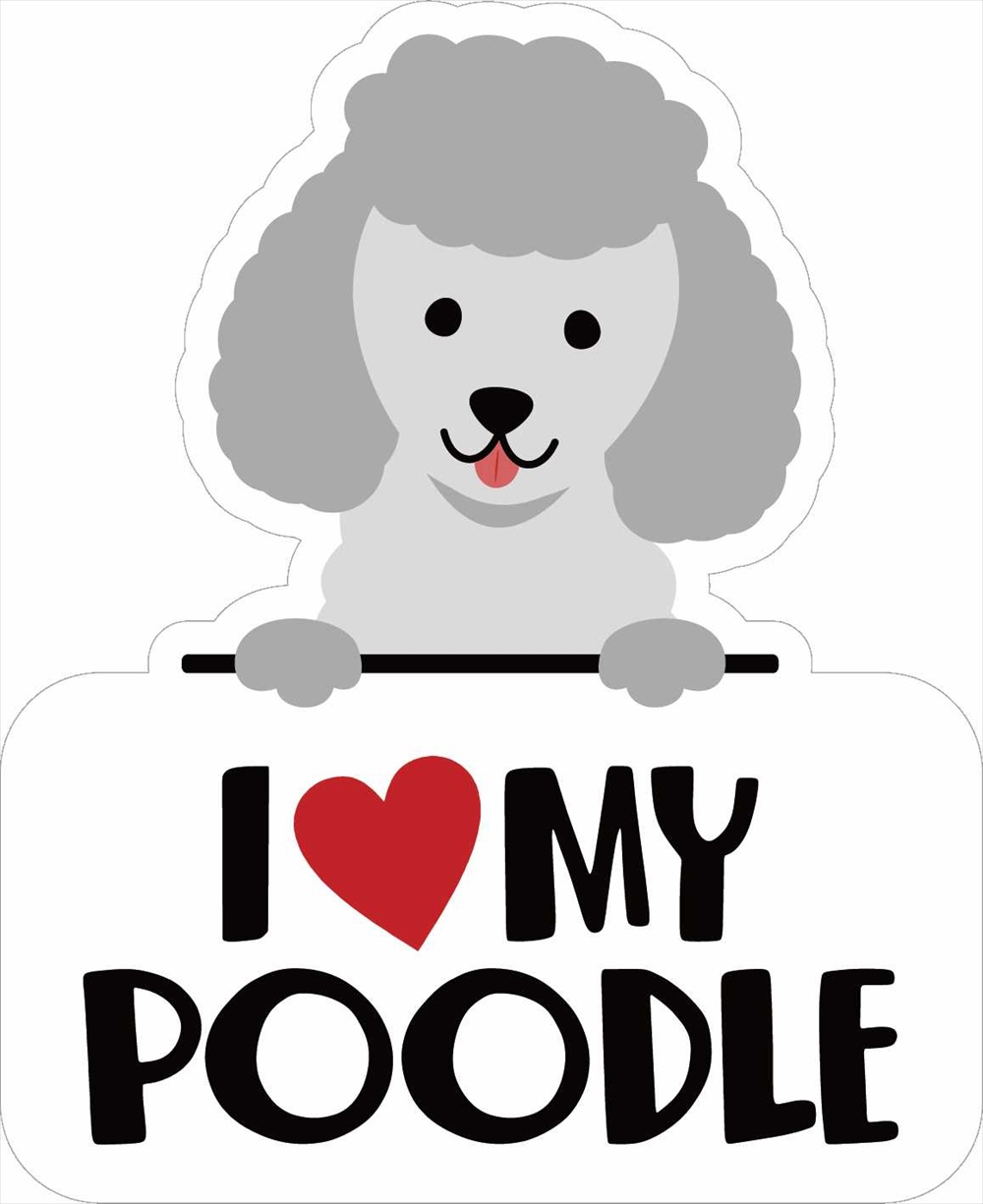 Sticker Pack アイラブプードル シルバー L