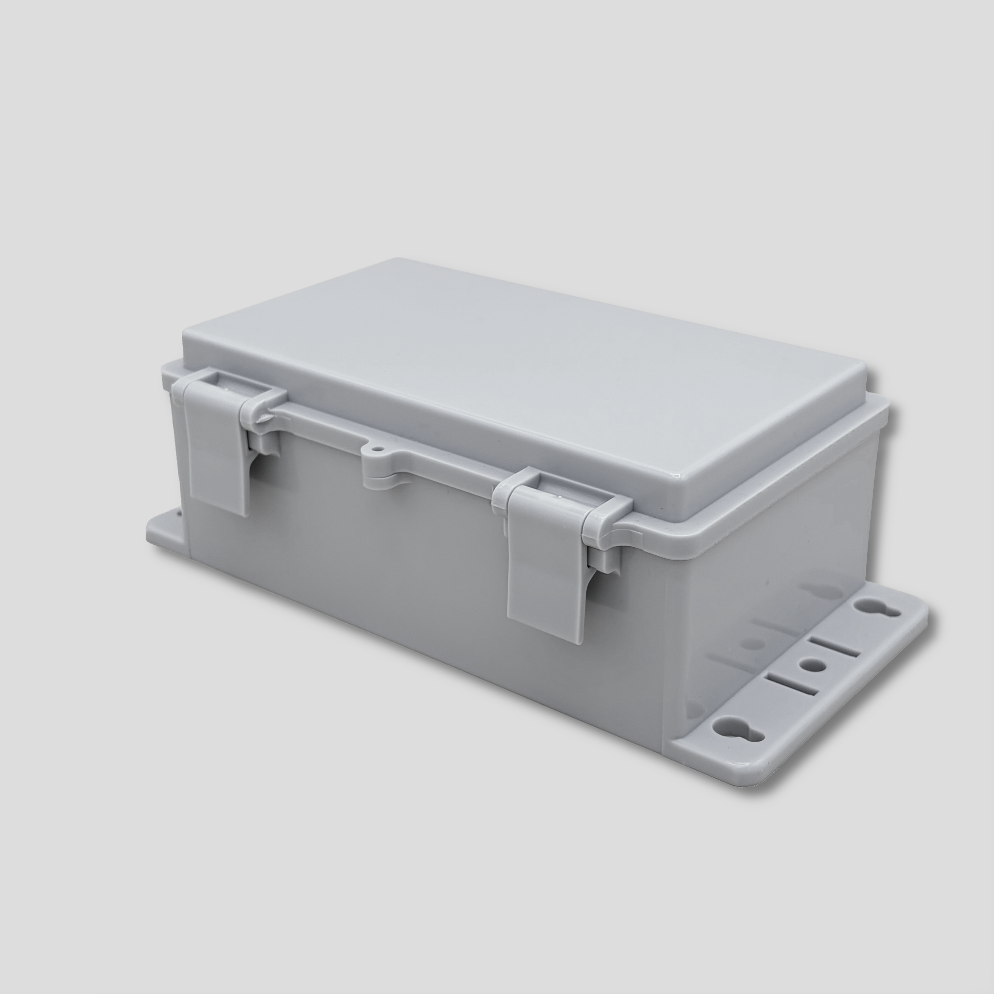 フランジ・ラッチ付き防水ボックス中 グレー