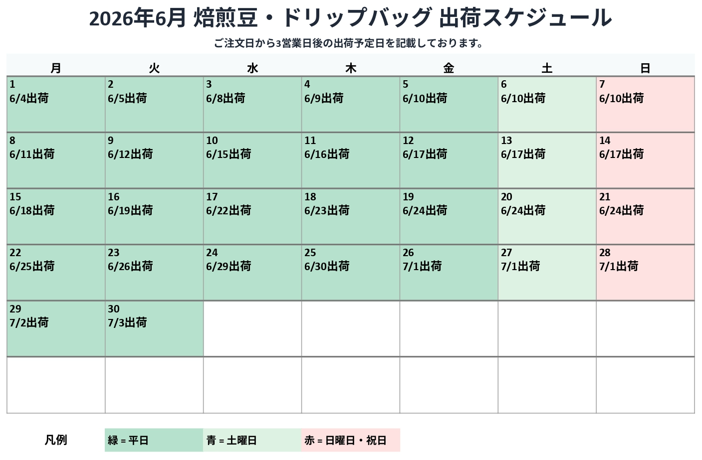 出荷スケジュール