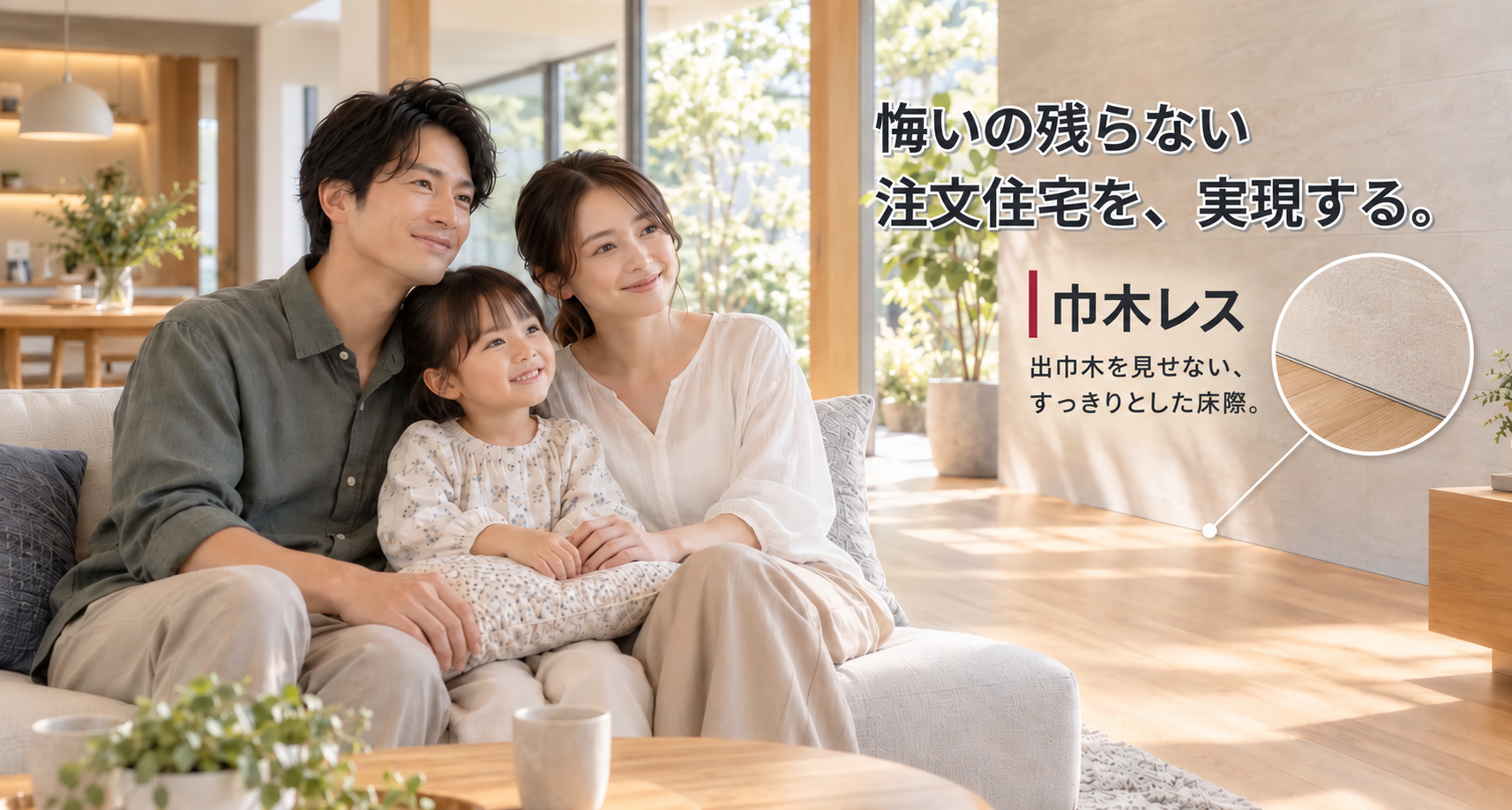 悔いの残らない注文住宅を実現する奥地建産の巾木レス