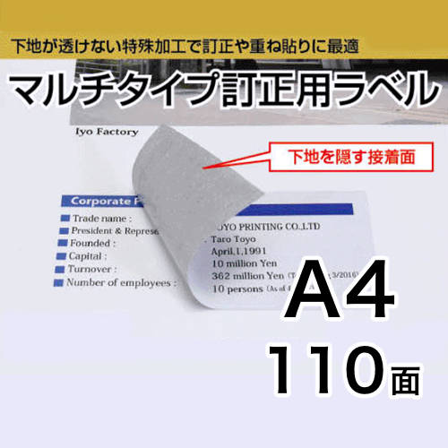 マルチタイプ訂正用ラベル　A4　110面