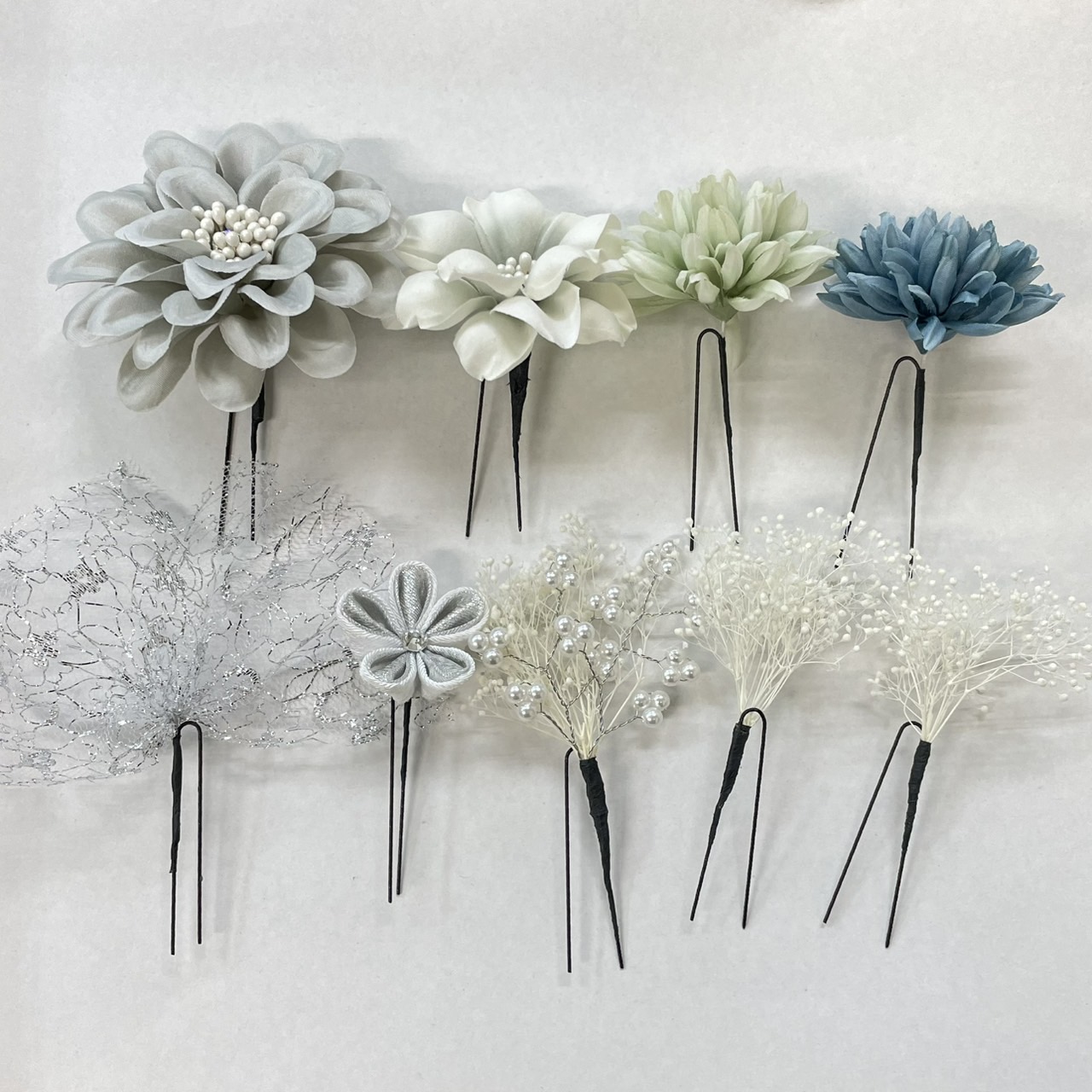 確認用★髪飾りセット 成人式髪飾り ボールチェーン シルバー髪飾り 卒業式髪飾り 結婚式髪