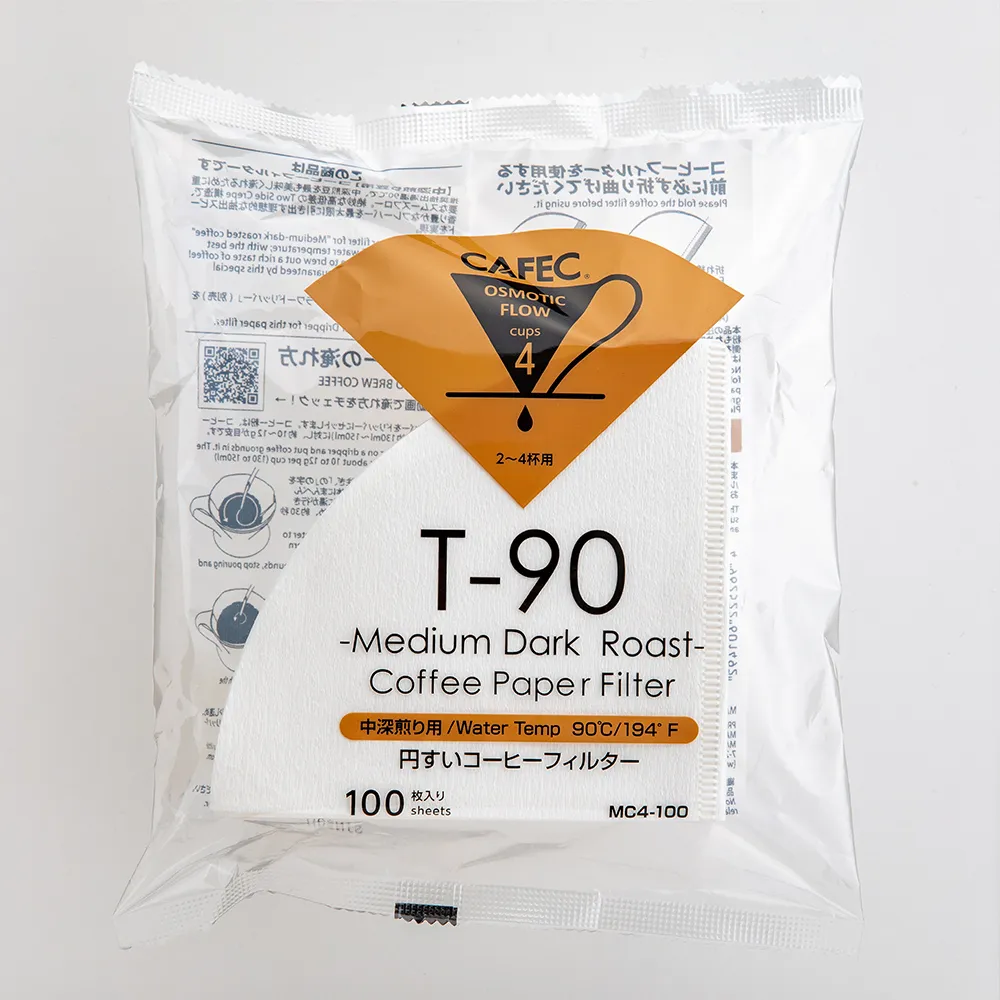 カフェック　 焙煎度別 円錐 ペーパーフィルター 　MC4-100 　2～4杯用 100枚入　ホワイト【 中深煎り用 】