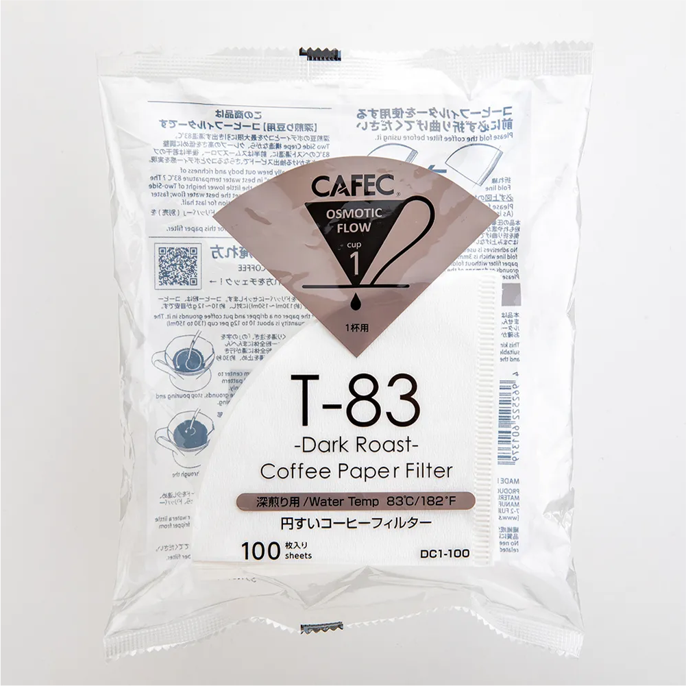 カフェック　 焙煎度別 円錐 ペーパーフィルター　DC1-100　1～2杯用 100枚入　ホワイト【 深煎り用 】