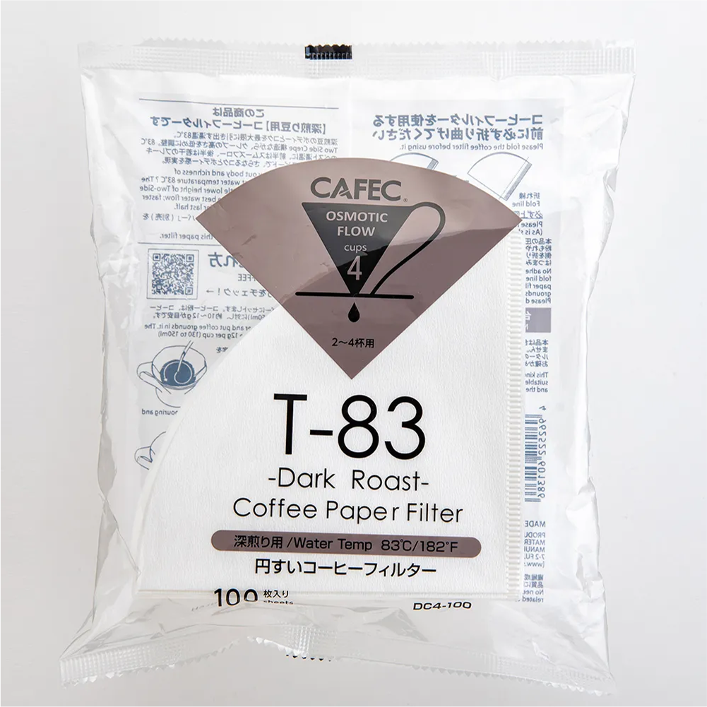 カフェック　 焙煎度別 円錐 ペーパーフィルター 　DC4-100　2～4杯用 100枚入　ホワイト【 深煎り用 】