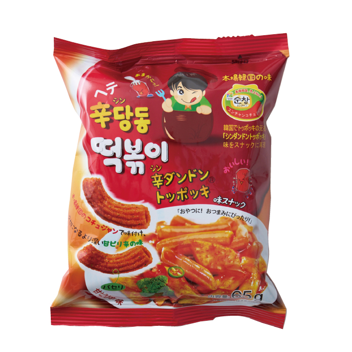 ヘテパシフィック　辛ダンドントッポッキ味スナック（韓国）