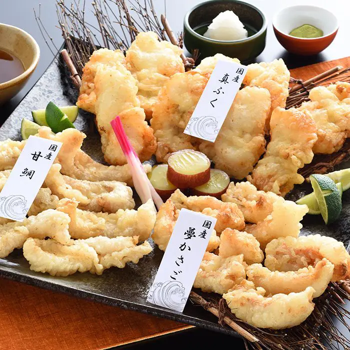 「下関　音」国産　海鮮天ぷら三種