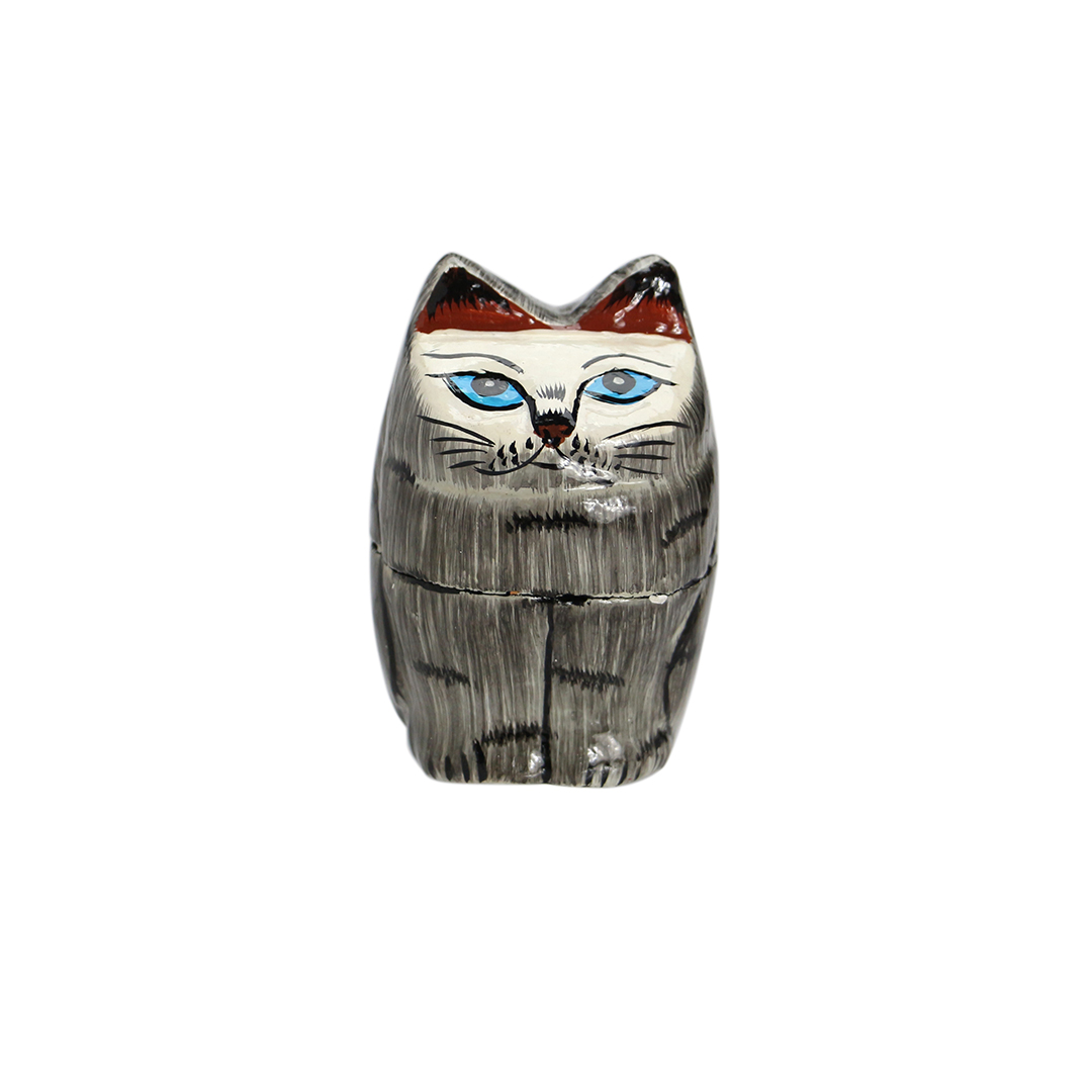 Papier Mache Standing Cat "Gray"