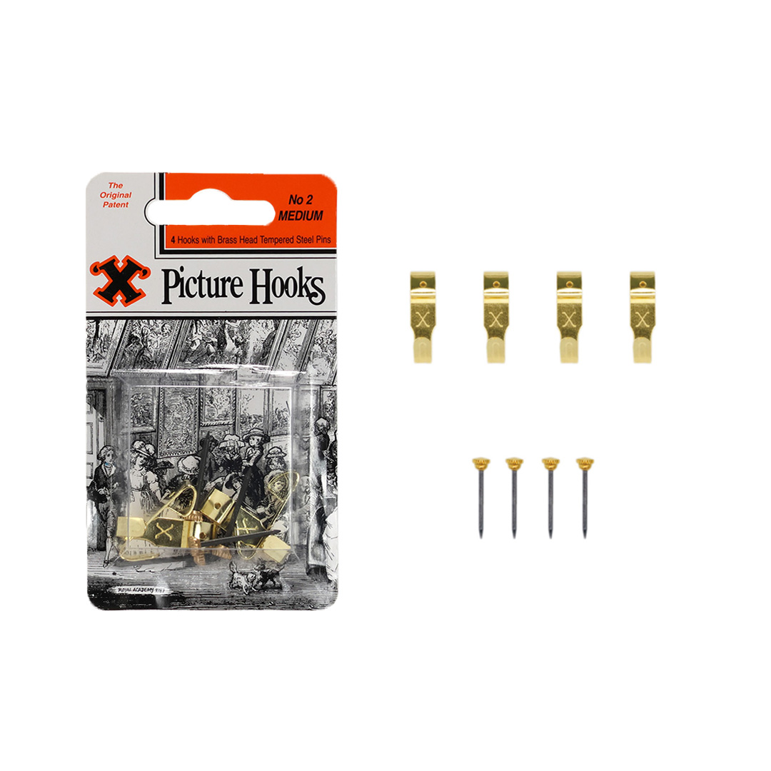 X Picture Hooks No2 set of 4 "Brass"
