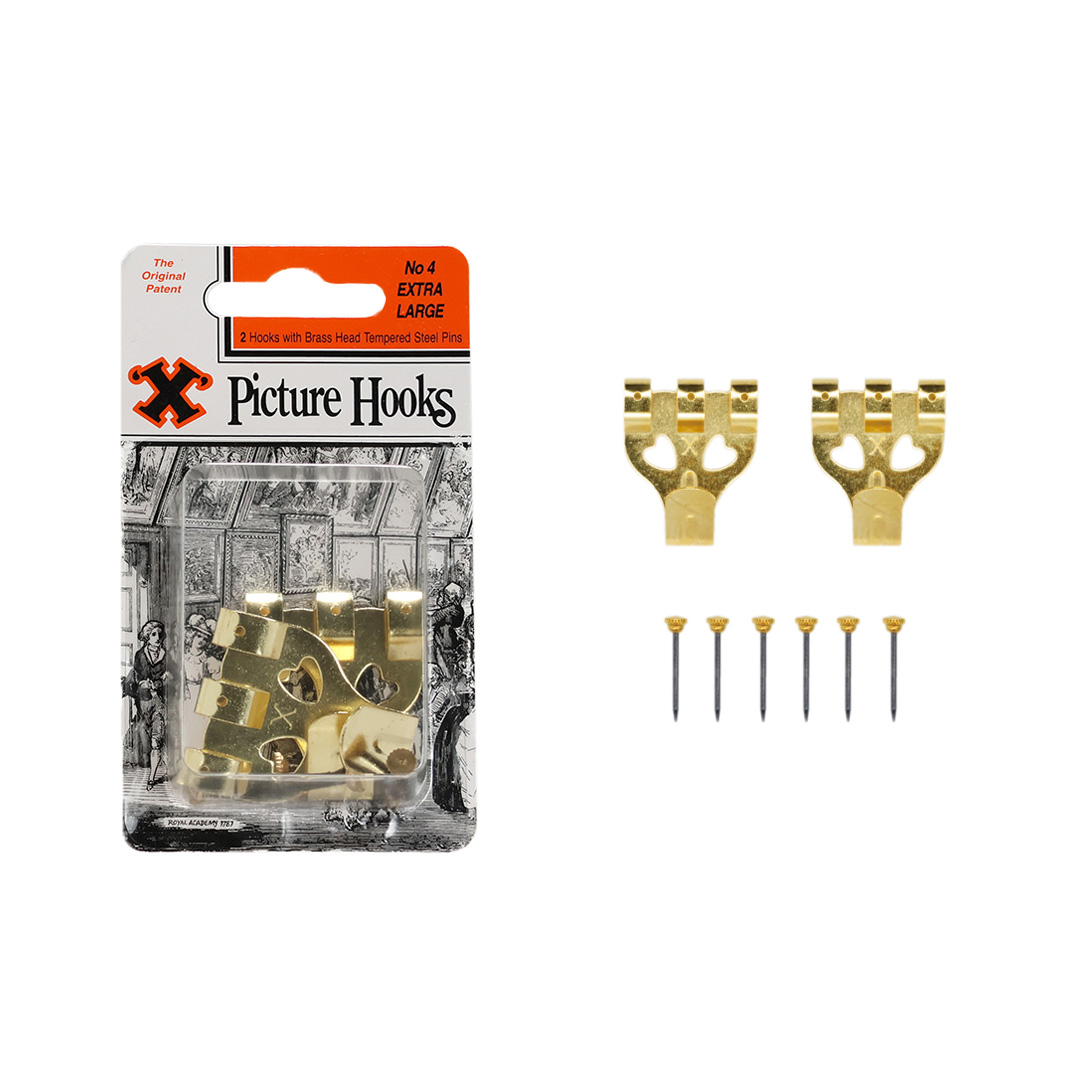 X Picture Hooks No4 set of 2 "Brass"
