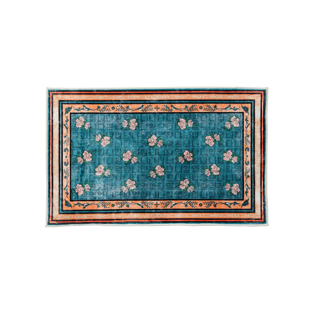 Washable Rug "Hibiscus Syriacus / Green"