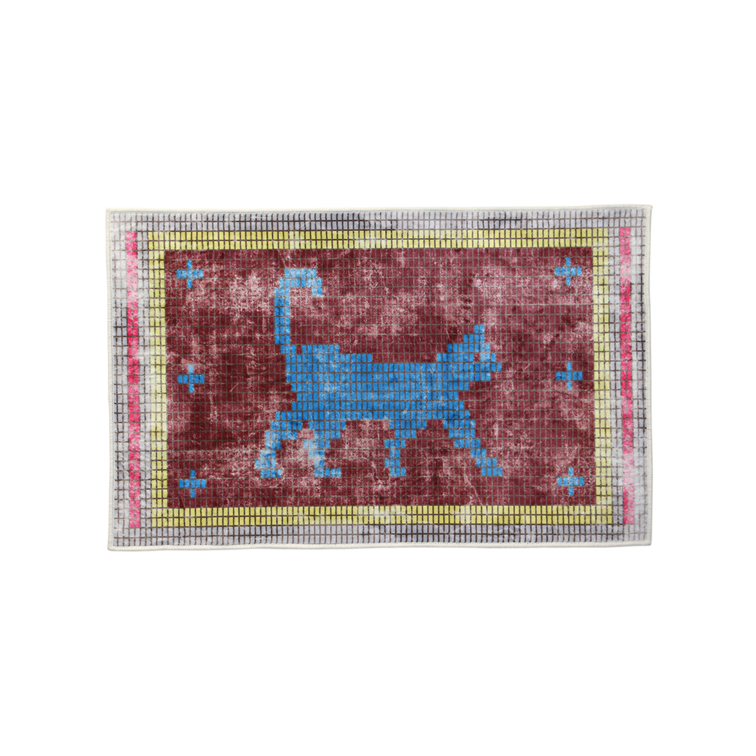 Washable Rug "Walking Cat / Burgundy"