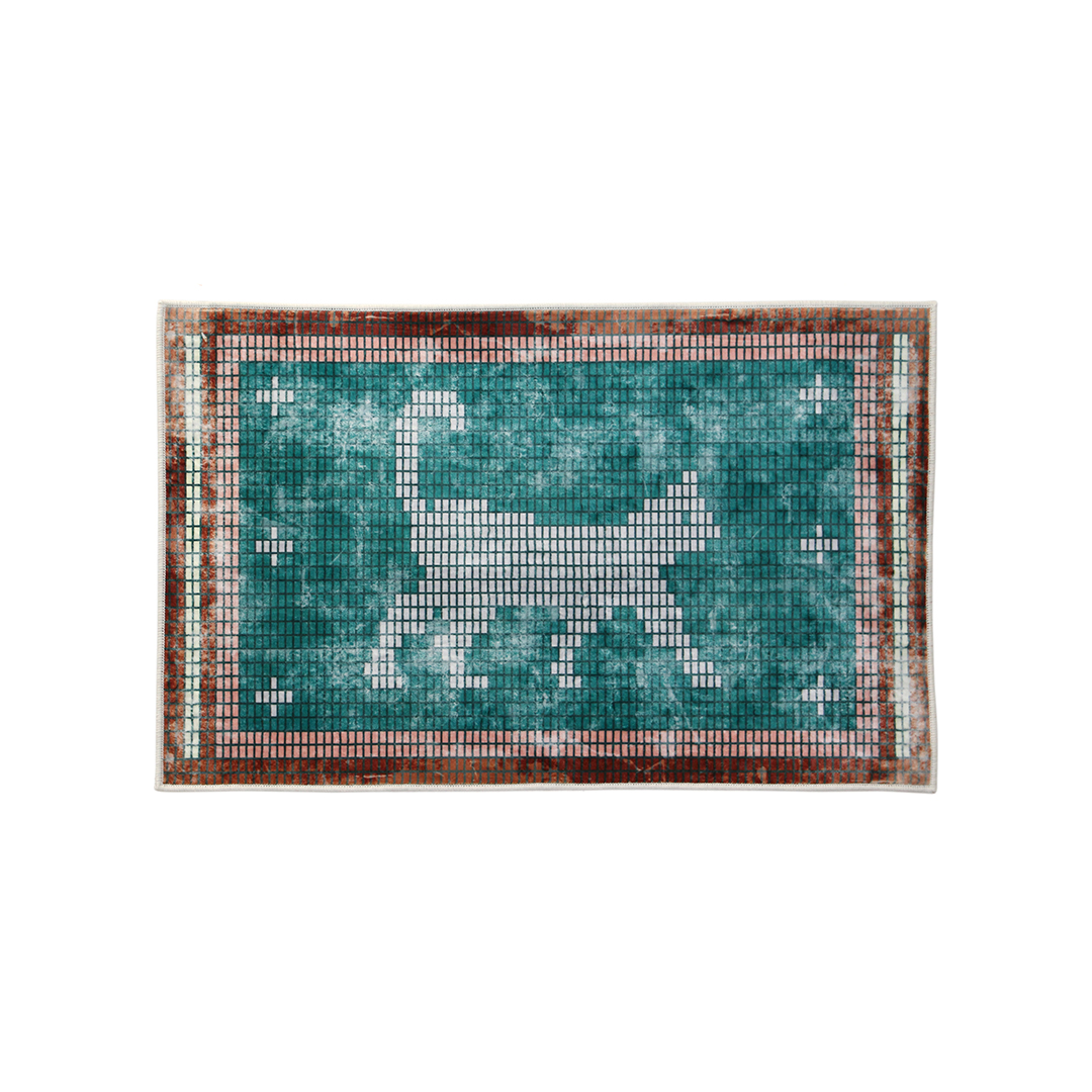 Washable Rug "Walking Cat / Green"