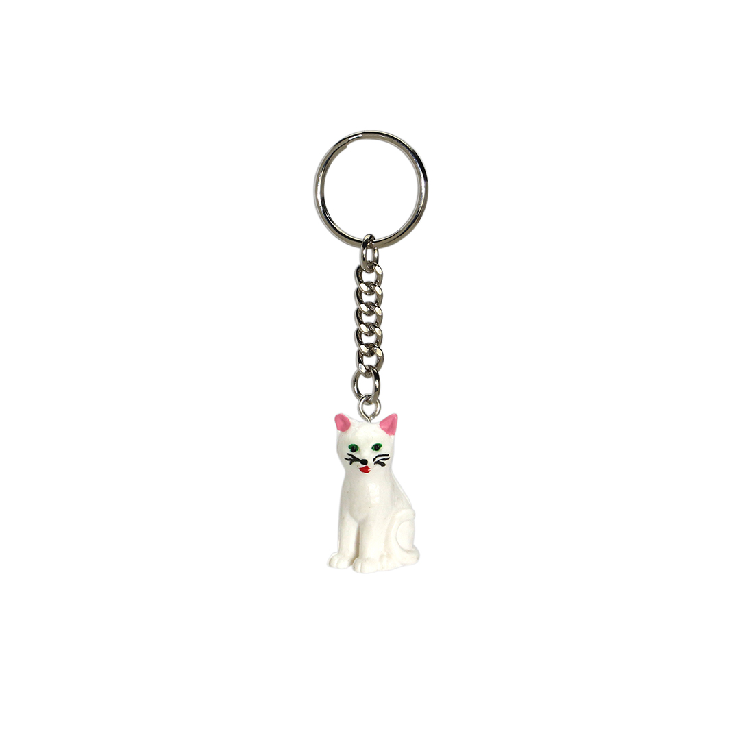 Alfred Fischer Keyring "Sitting Cat White"