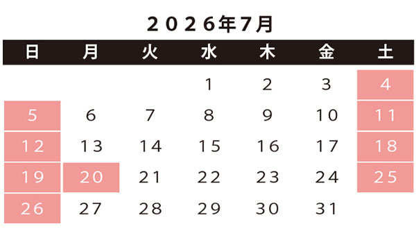 カレンダー7月