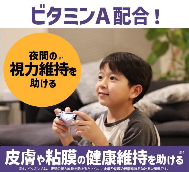 ビタミンA配合！夜間の視力維持を助ける・皮膚や粘膜の健康維持を助ける