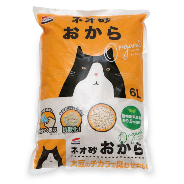 コーチョー　ネオ砂　猫砂　オカラ(おから砂)　オーガニック　1ケース（6L×8袋）