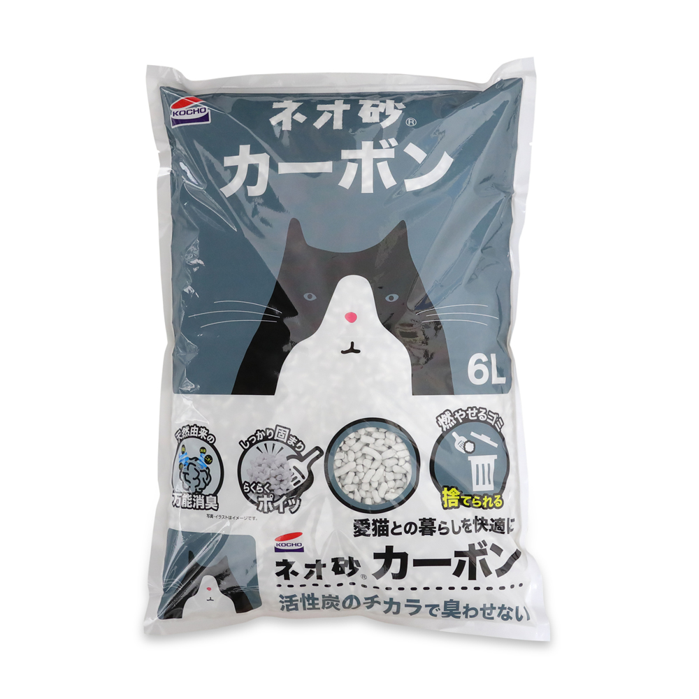 コーチョー　ネオ砂　猫砂　カーボン(紙製猫砂)　1ケース（6L×8袋）
