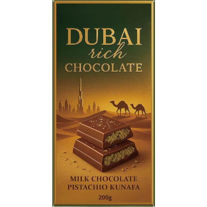 「ご予約2026年1月下旬より順次ご発送」」200g ドバイでの製造 ドバイチョコレート ピスタチオペースト とクナーファ  ミルクチョコレート 1枚 Dubai Chocolate Kunafa Pistachio Milk Chocolate
