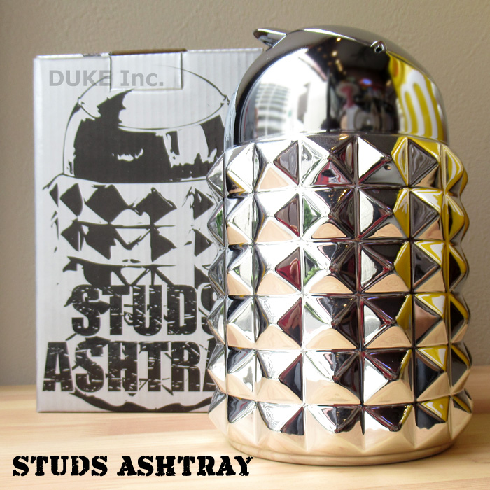 灰皿 スタッズ 陶器製 卓上灰皿 蓋付き ドーム灰皿 Ashtray トラッシュ形状 アメリカン雑貨