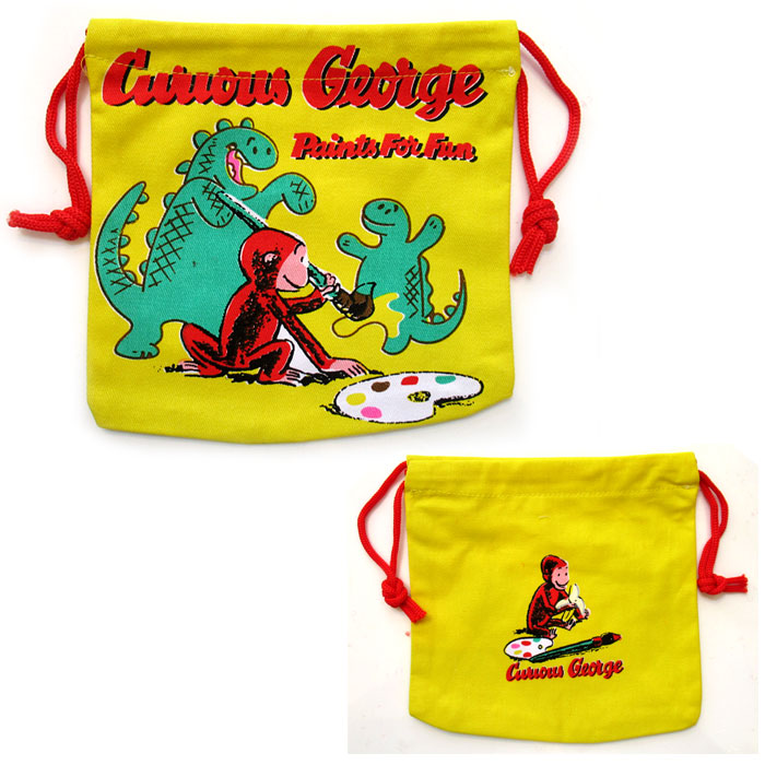 巾着袋 おさるのジョージ 巾着小サイズ 給食袋 コップ袋 ポーチ 小物入れ アメリカン雑貨