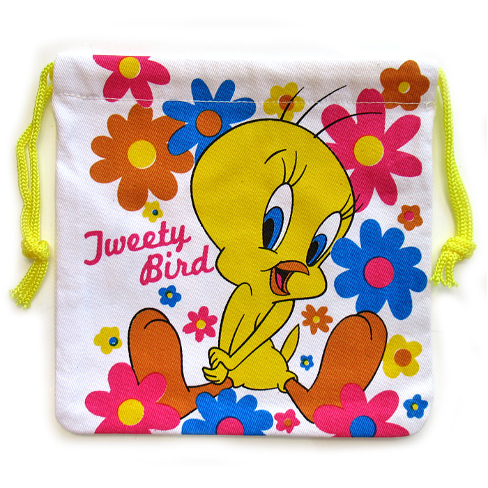 巾着袋 トゥイーティ LOONEY TUNES 巾着小サイズ 給食袋 コップ袋 ポーチ 小物入れ アメリカン雑貨