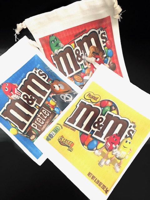 MMチョコ巾着袋  赤 青 黄色 3pセット 巾着袋  コップ入れ巾着 旅行 入学 卒業 卒園 アメリカン雑貨