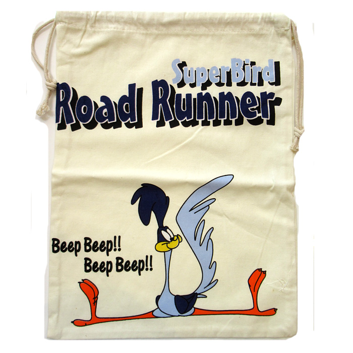 巾着袋 ロードランナー RoadRunner 巾着袋大サイズ 運動靴入れ 体操服入れ 着替え 旅行 入学 卒業 卒園 アメリカン雑貨