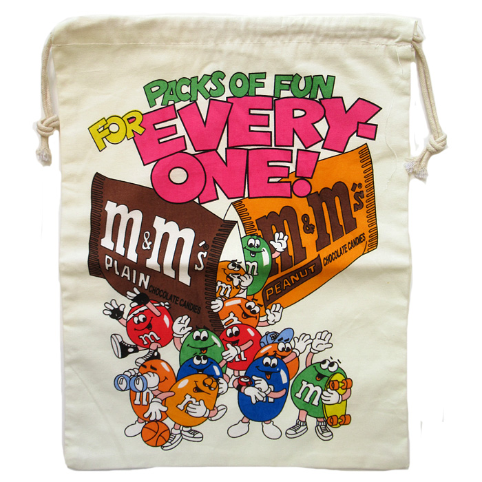 巾着袋 M&M's エムアンドエムズ 巾着袋大サイズ 運動靴入れ 体操服入れ 着替え 旅行 入学 卒業 卒園 アメリカン雑貨
