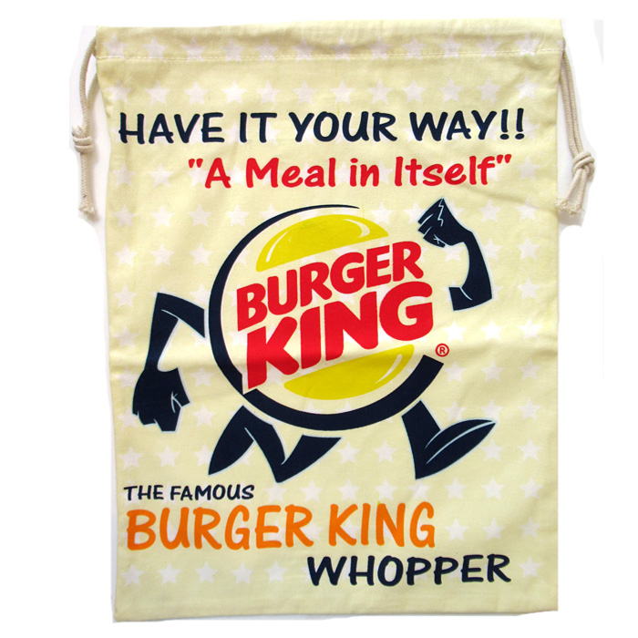 巾着袋 バーガーキング BURGERKING 巾着袋大サイズ 運動靴入れ 体操服入れ 着替え 旅行 入学 卒業 卒園 アメリカン雑貨