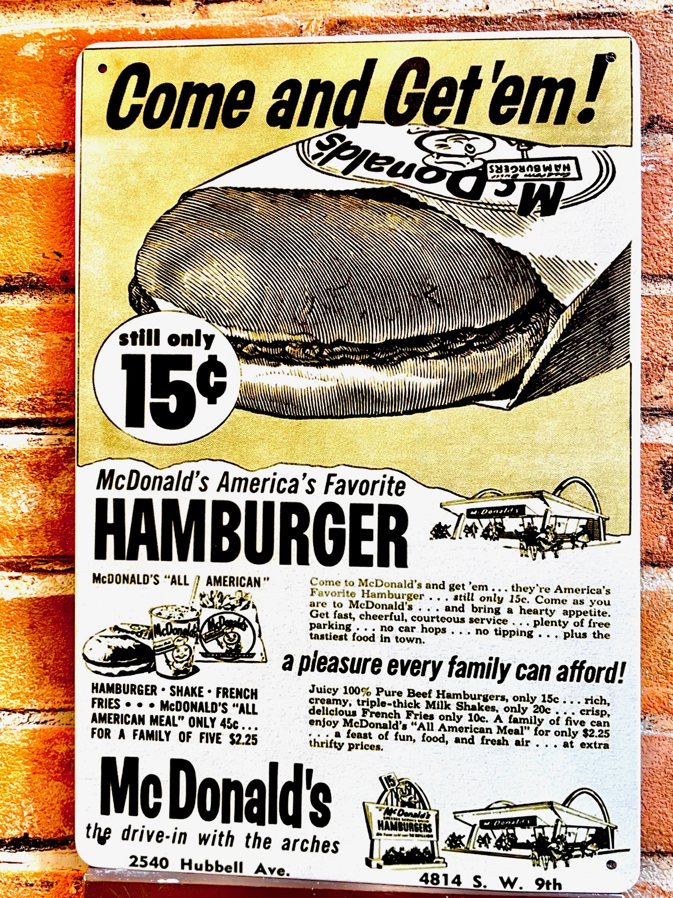 マクドナルド ハンバーガー ティンサイン 看板 インテリア ディスプレイ アメリカン雑貨