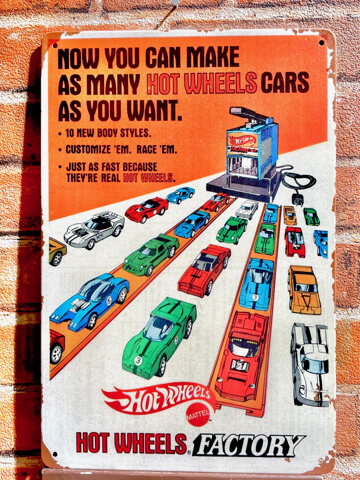ホットウィール オレンジ ティンサイン 看板 車 ブリキ看板 インテリア ディスプレイ