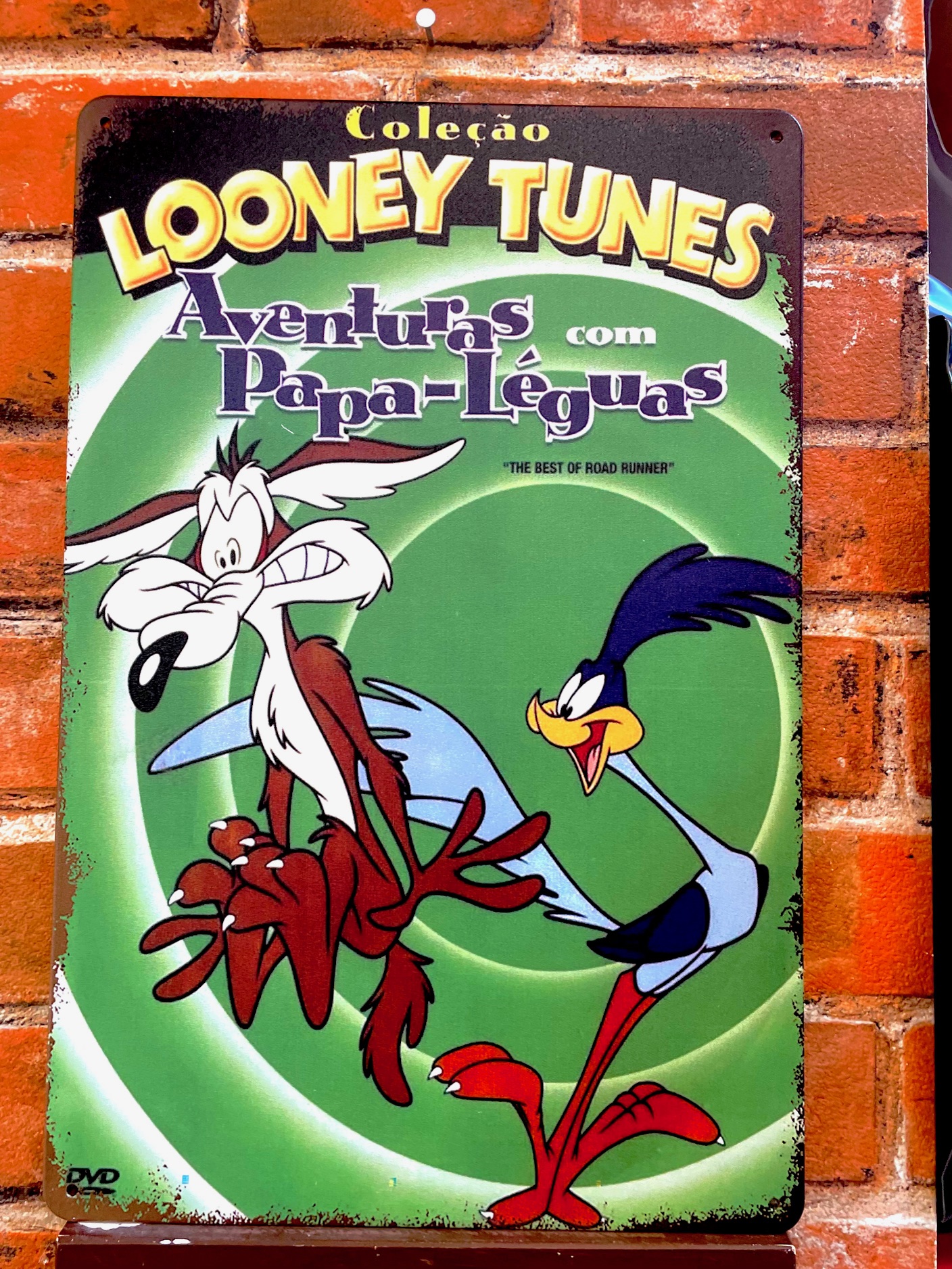 ルーニーチューン 緑 ティンサイン 看板 ロードランナー コヨーテ インテリア ディスプレイ キャラクター アメリカン雑貨