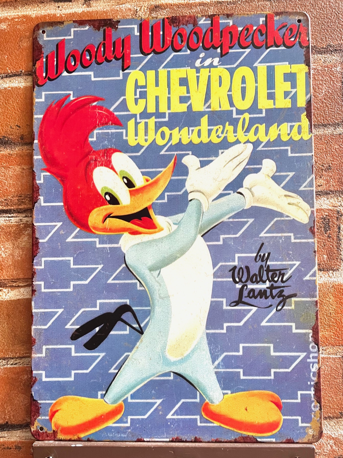 ウッドペッカー ティンサイン 看板 アメリカン インテリア ディスプレイ キャラクター アメリカン雑貨