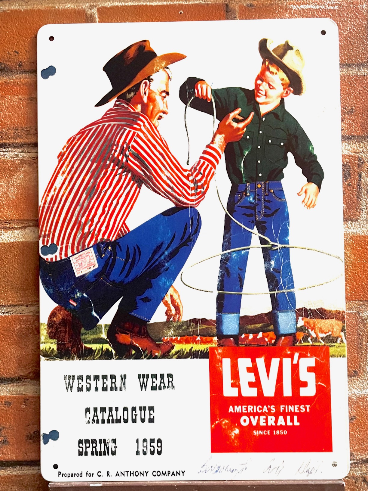 LEVIs  Western  ジーンズ ティンサイン 看板 インテリア ディスプレイ レトロ   アメリカン雑貨