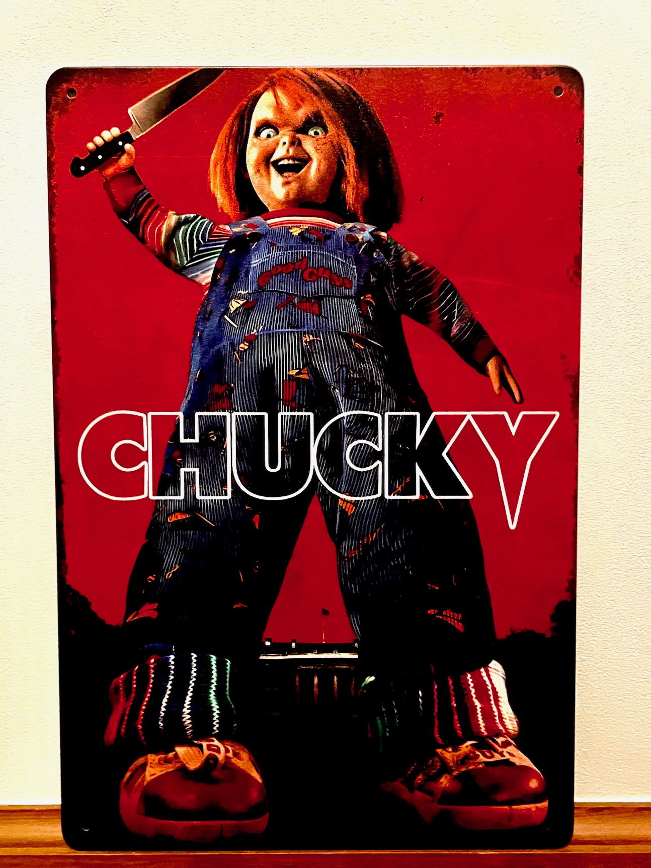 チャッキー赤ティンサイン 看板 インテリア ディスプレイ レトロ  映画 アメリカン雑貨