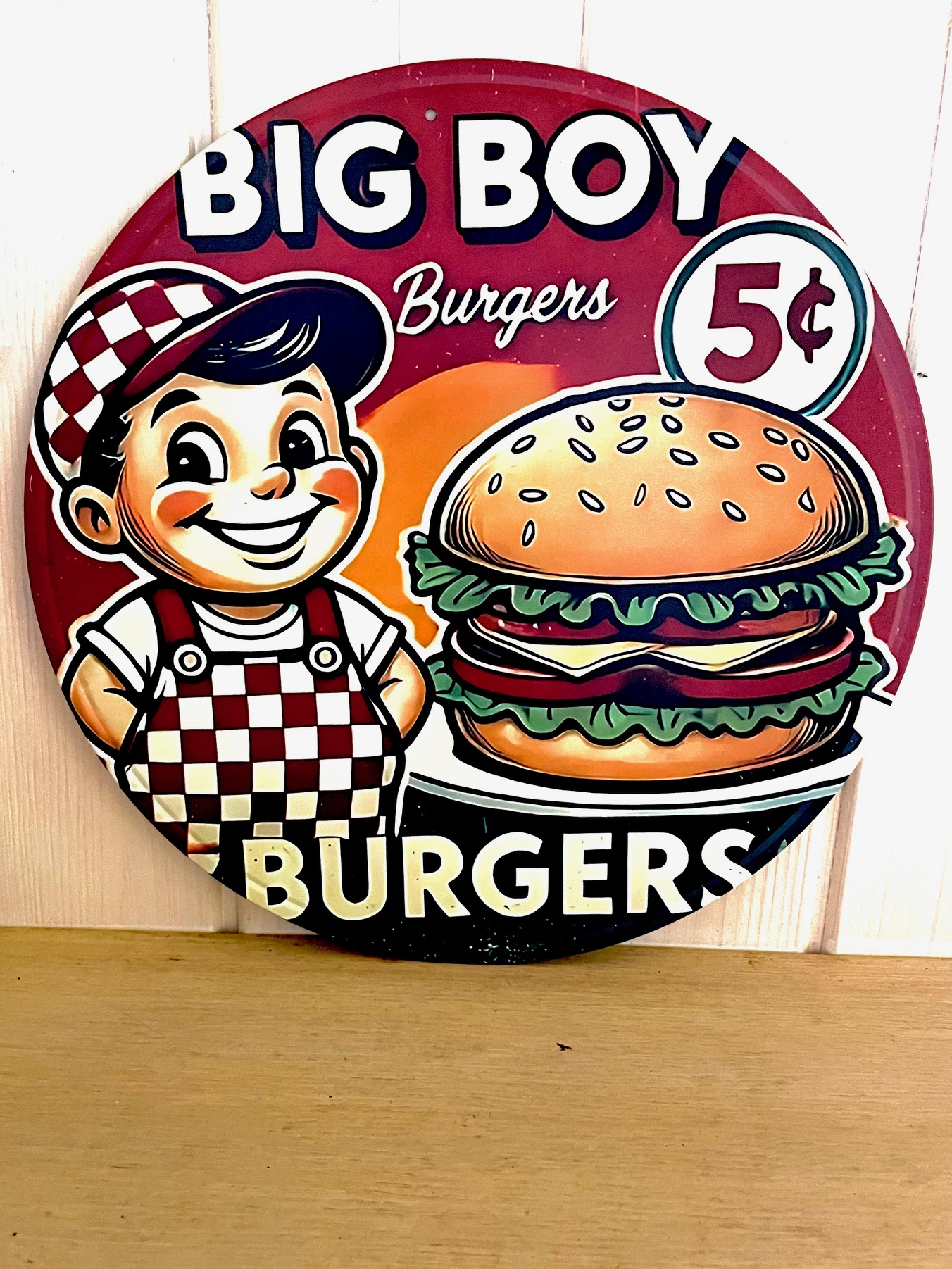 BIGBOYサークルティンサイン　 看板 インテリア ディスプレイ レトロ  映画 アメリカン雑貨