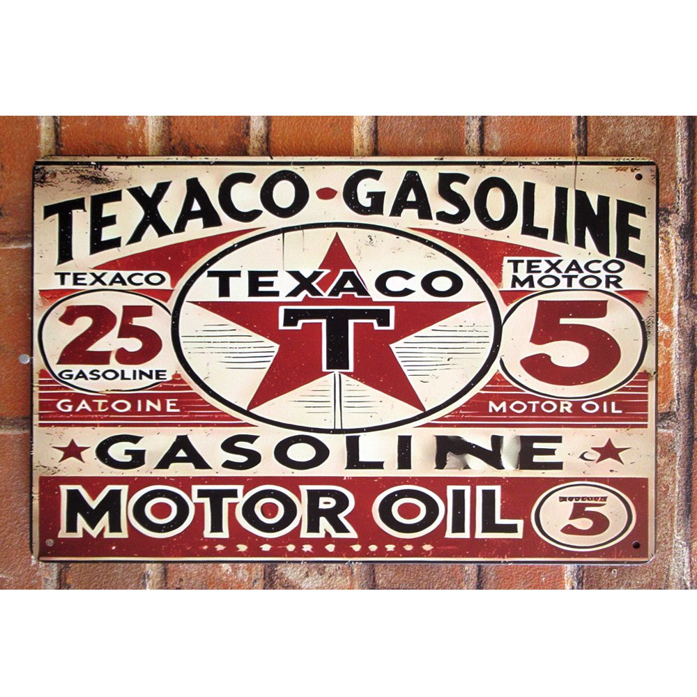 TEXACO ティンサイン 看板 ブリキ看板 車 オイルカンパニー インテリア ディスプレイ レトロ  アメリカン雑貨