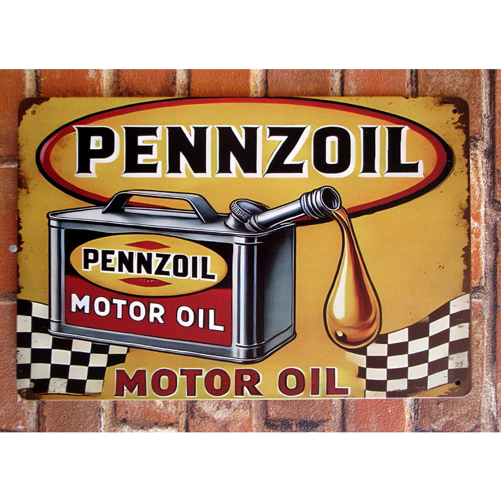 PENNZOIL ティンサイン 看板 ブリキ看板 車 オイルカンパニー インテリア ディスプレイ レトロ  アメリカン雑貨