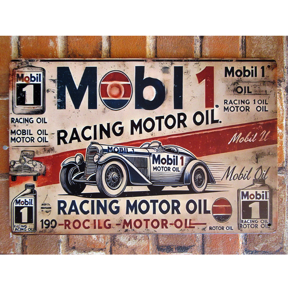 Mobil1 ティンサイン 看板 ブリキ看板 車 オイルカンパニー インテリア ディスプレイ レトロ  アメリカン雑貨