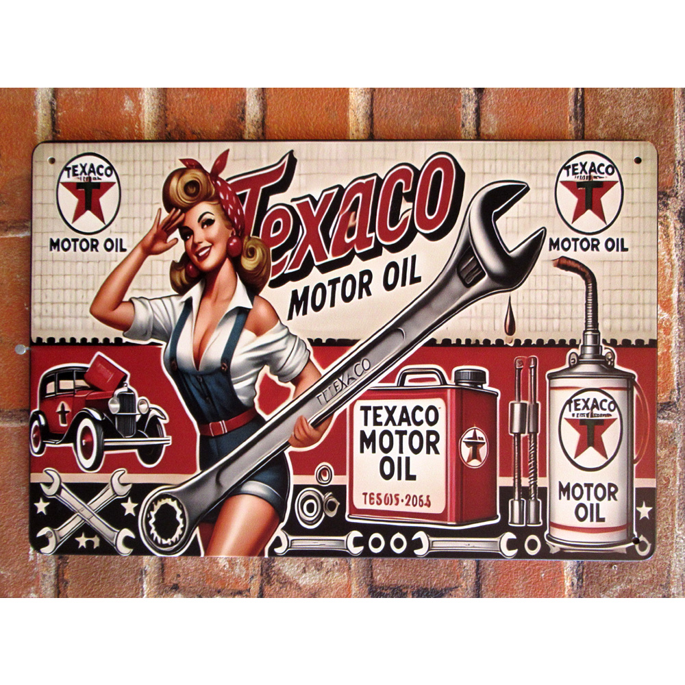TEXACO ティンサイン 看板 ブリキ看板 オイルカンパニー インテリア ディスプレイ レトロ  アメリカン雑貨