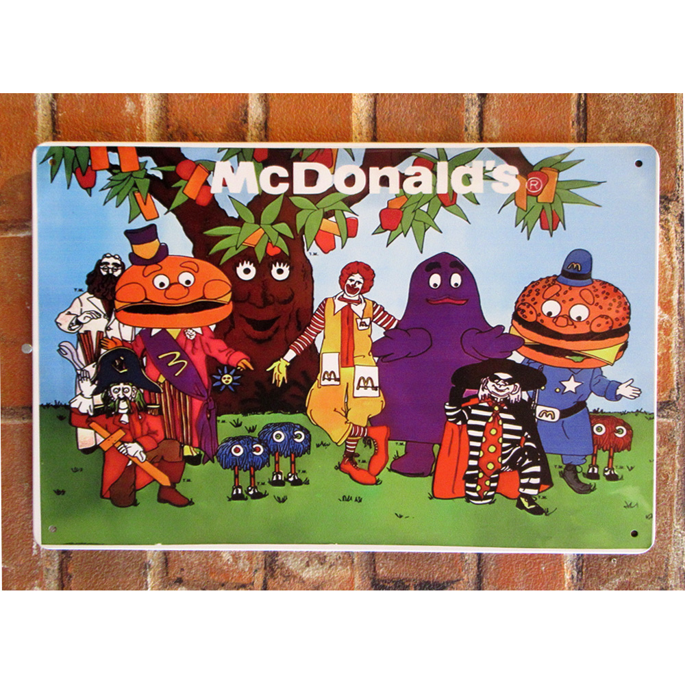 マクドナルドファミリー ティンサイン ヨコ 看板 ブリキ看板 インテリア ディスプレイ レトロ  アメリカン雑貨