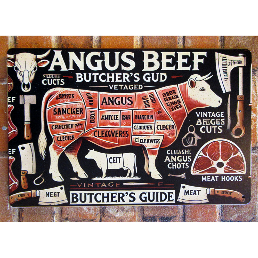 ビーフ ティンサイン 看板 ブリキ看板 部位 お肉 肉屋 レストラン インテリア ディスプレイ レトロ  アメリカン雑貨