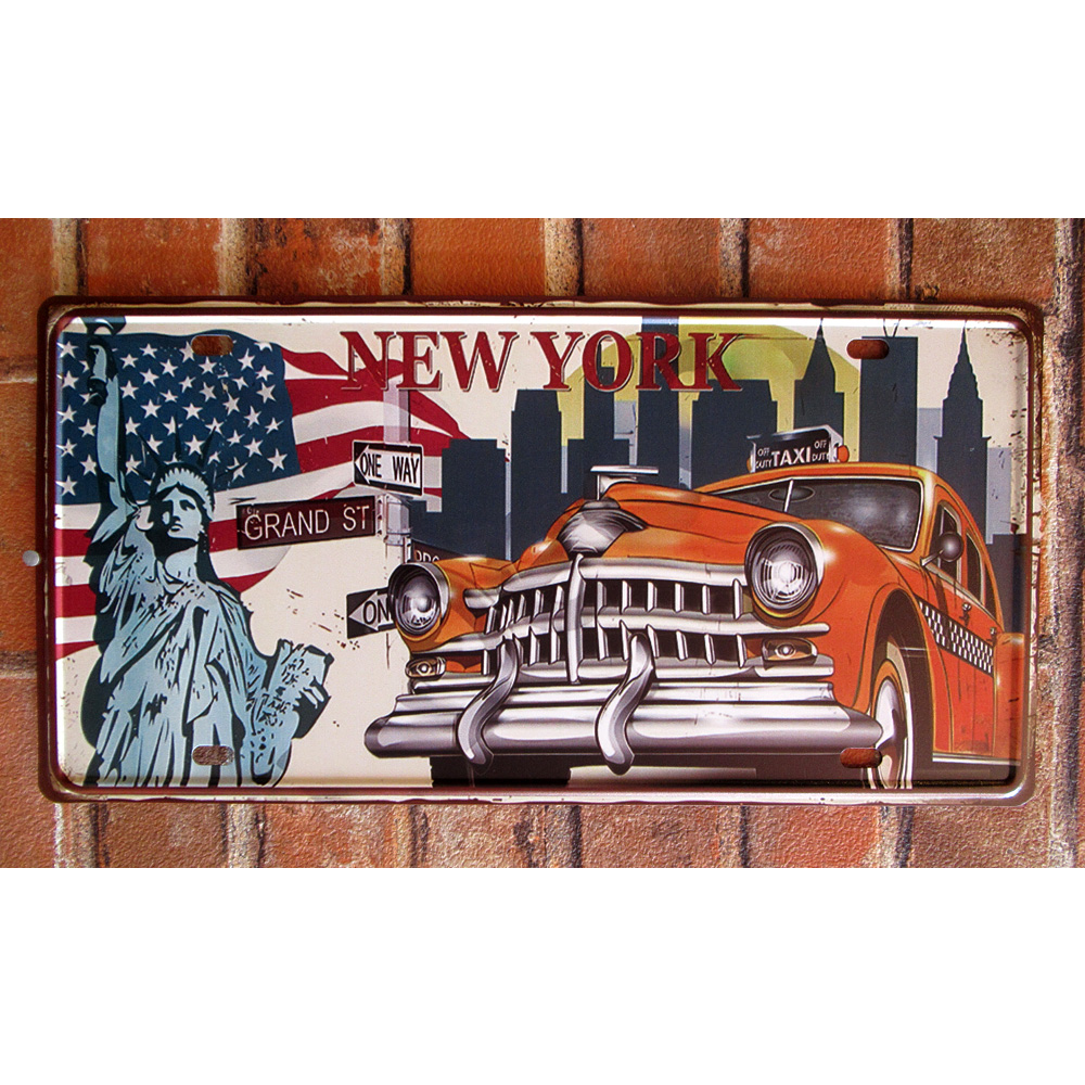 New York ナンバープレート ティンサイン 看板 ブリキ看板 インテリア ディスプレイ レトロ  アメリカン雑貨