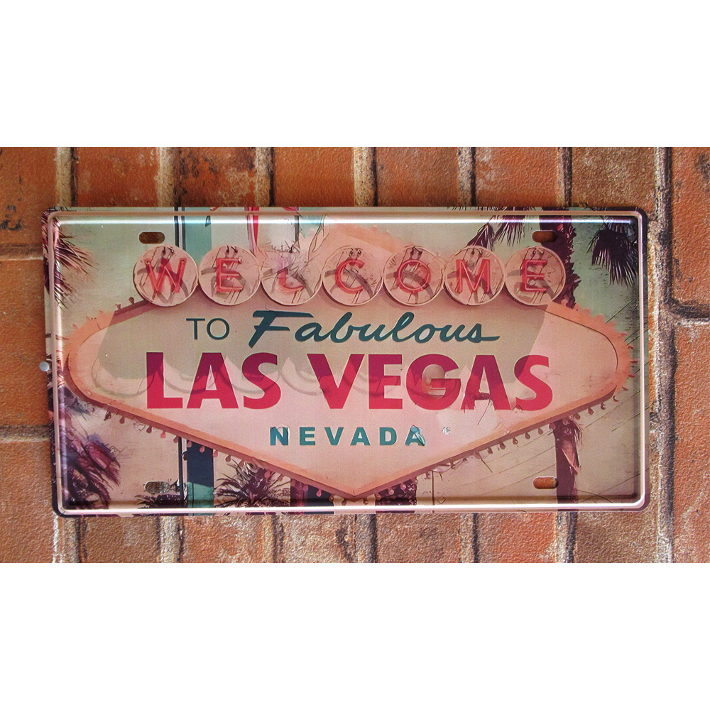 Las Vegasナンバープレート ティンサイン 看板 ブリキ看板 インテリア ディスプレイ レトロ  アメリカン雑貨