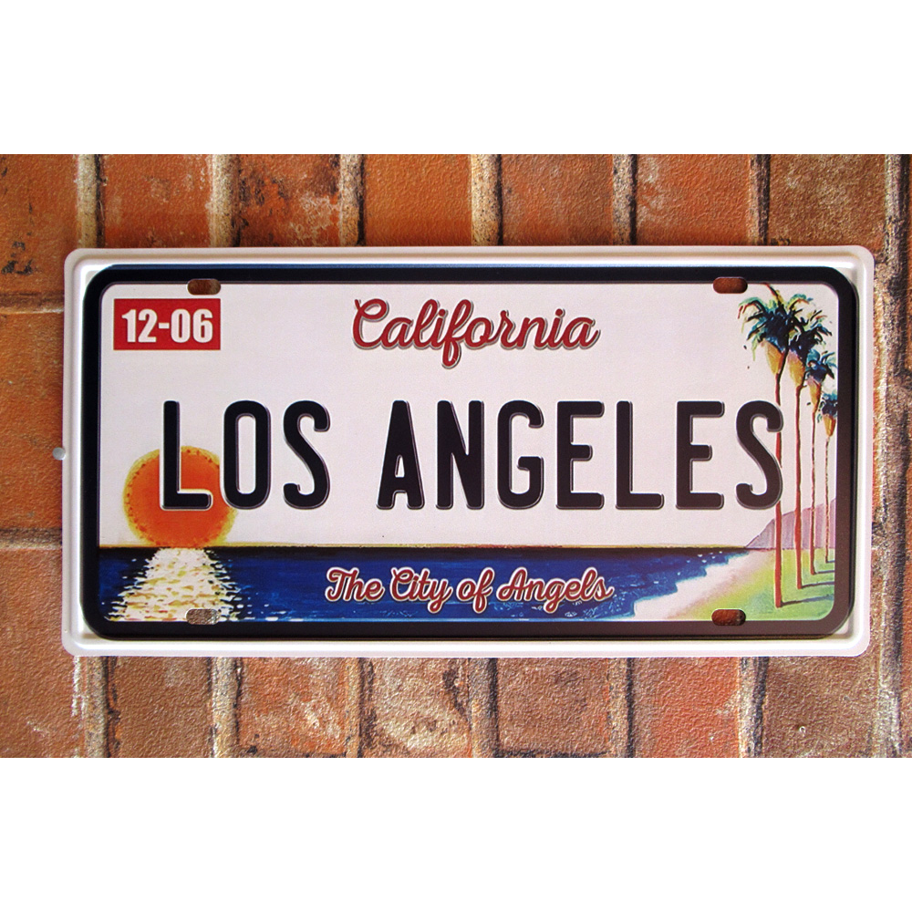Los Angeles ナンバープレート ティンサイン 看板 ブリキ看板 インテリア ディスプレイ レトロ  アメリカン雑貨