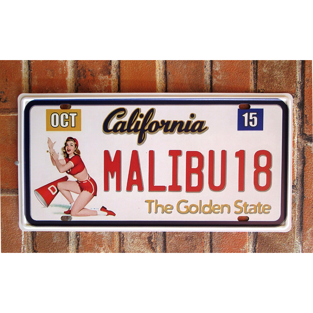 MALIBU ナンバープレート ティンサイン 看板 ブリキ看板 インテリア ディスプレイ レトロ  アメリカン雑貨