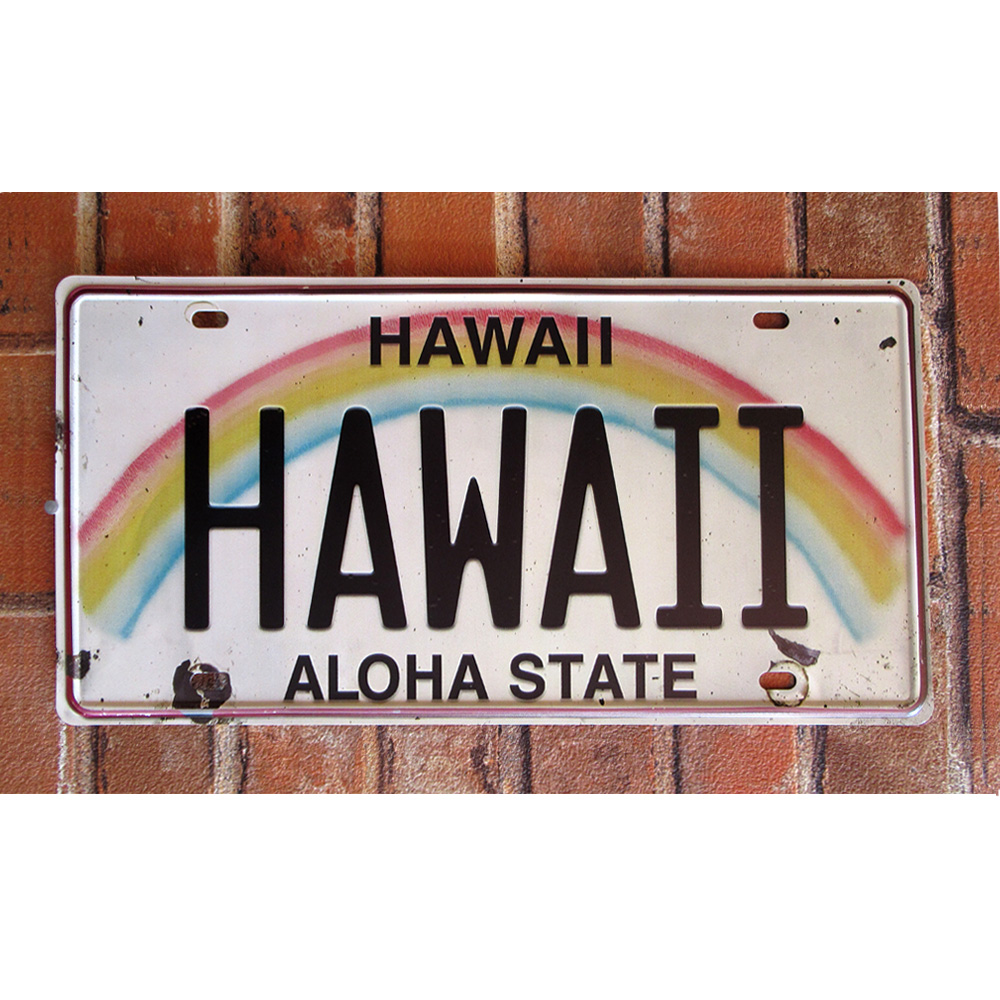 HAWAII ナンバープレート ティンサイン 看板 ブリキ看板 インテリア ディスプレイ レトロ  アメリカン雑貨