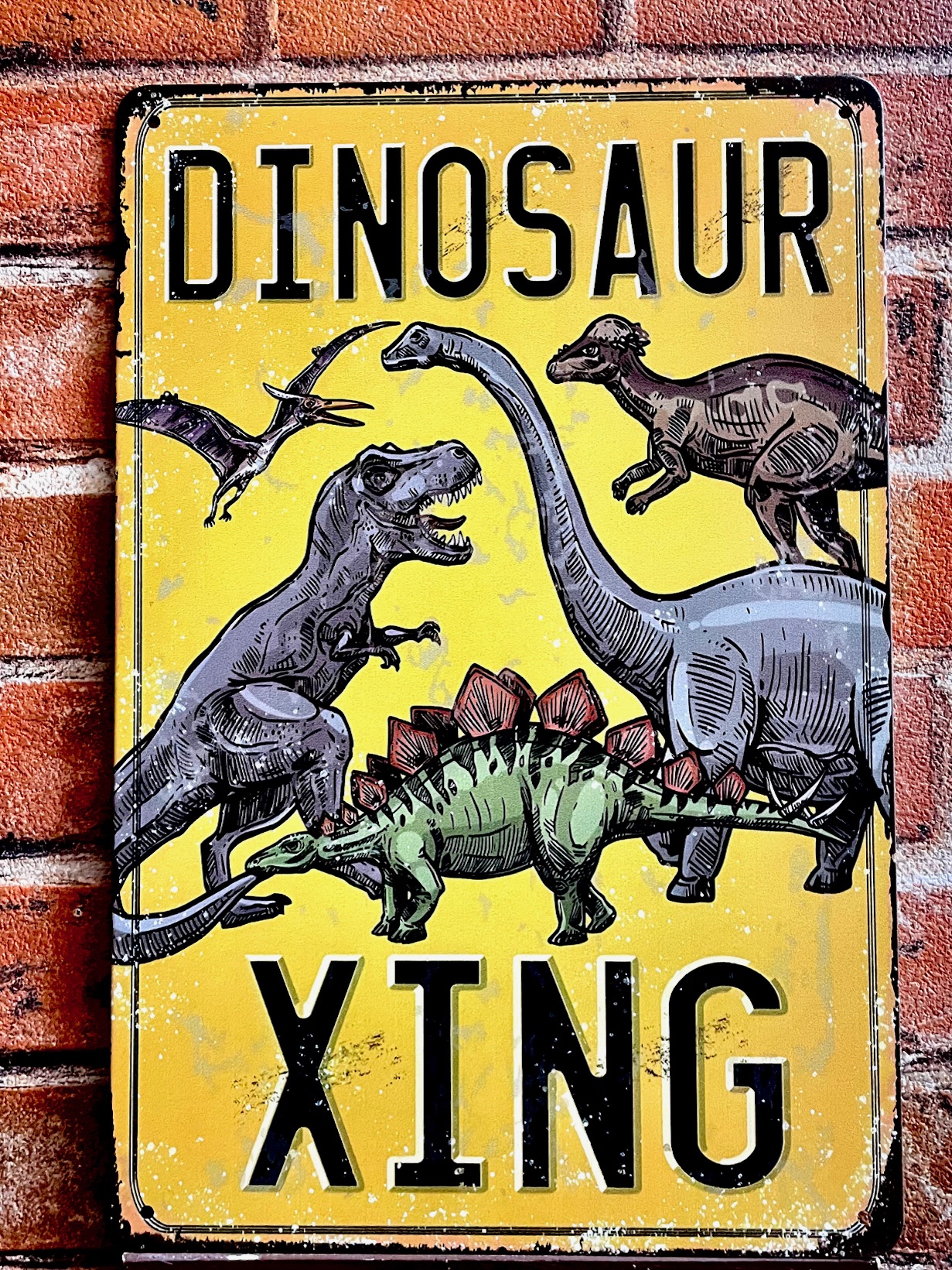 DINOSAURティンサイン  看板 ブリキ看板 インテリア ディスプレイ レトロ  アメリカン雑貨